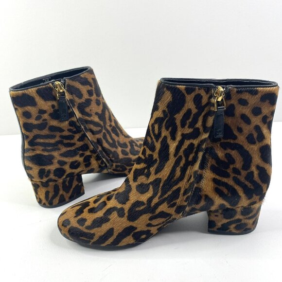 Lauren Ralph Lauren Boots Size 6.5 Welford Brown Ankle Calf Hair Animal Print - Picture 5 of 8